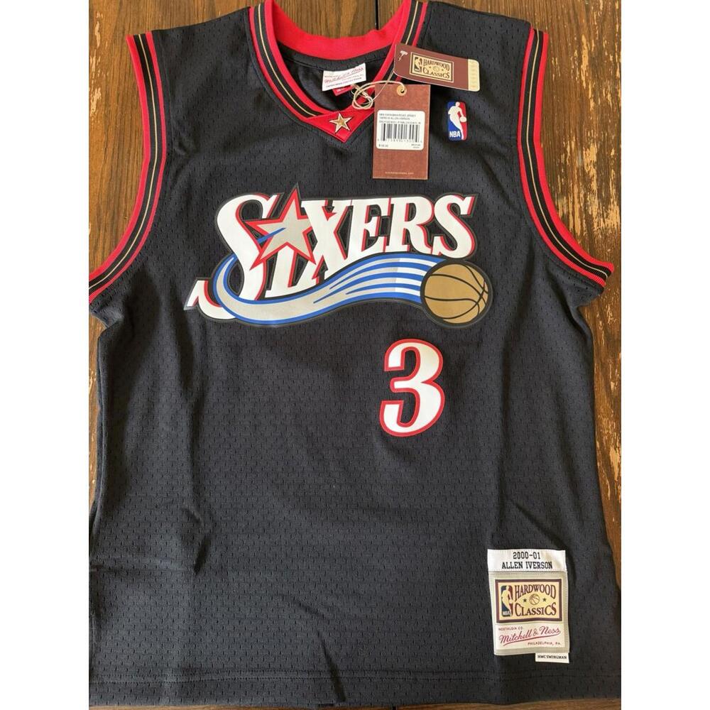 Mitchell & Ness Allen Iverson Black Philadelphia 76ers 2000/01 Jersey Size S NEW